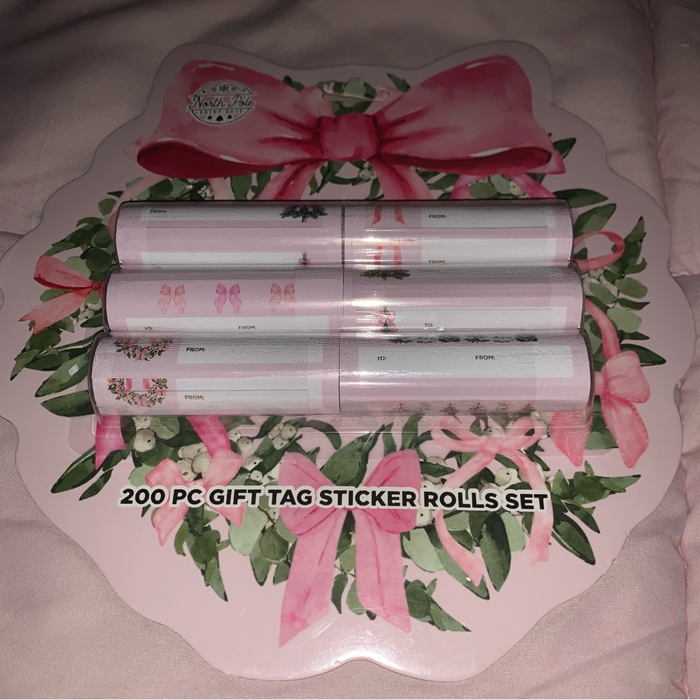 NEW Pink Bows Coquette Christmas Sticker Gift Tags NWT